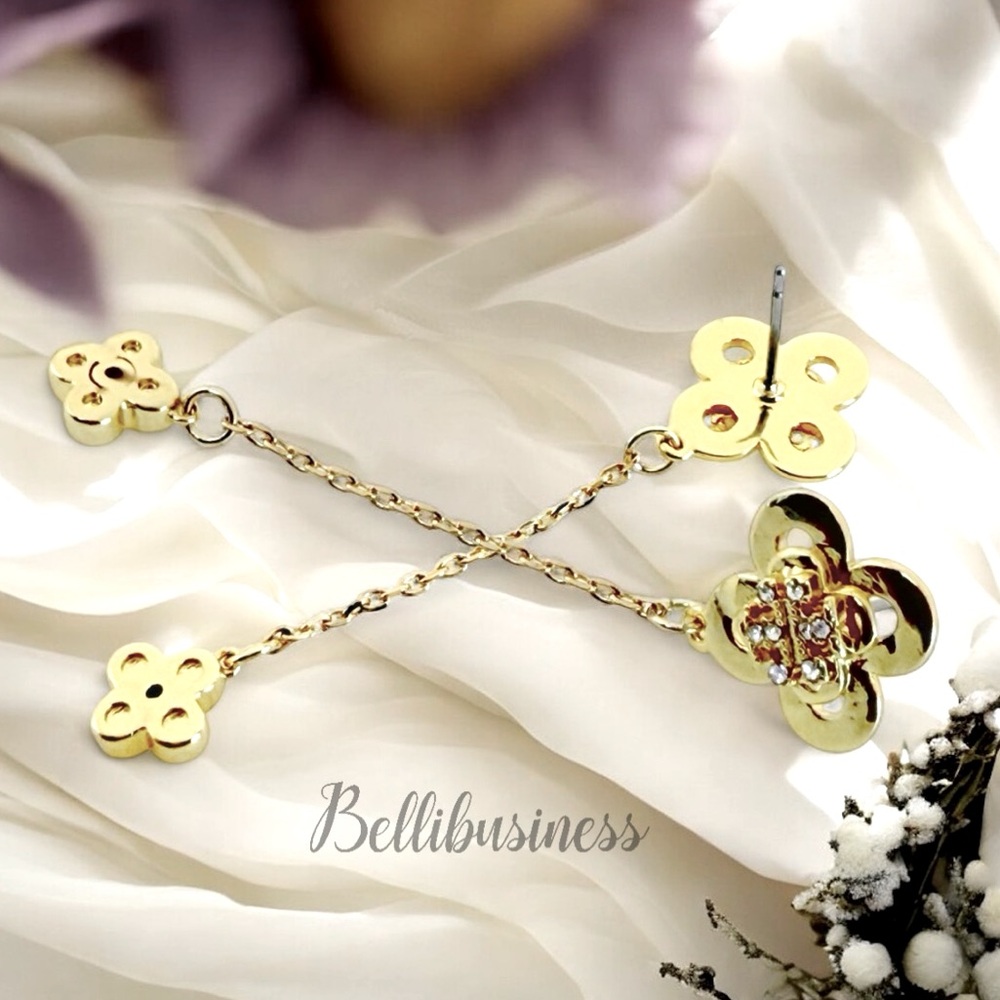 Tory Burch Kira Clover front-back stud earrings. - Picture 6 of 7